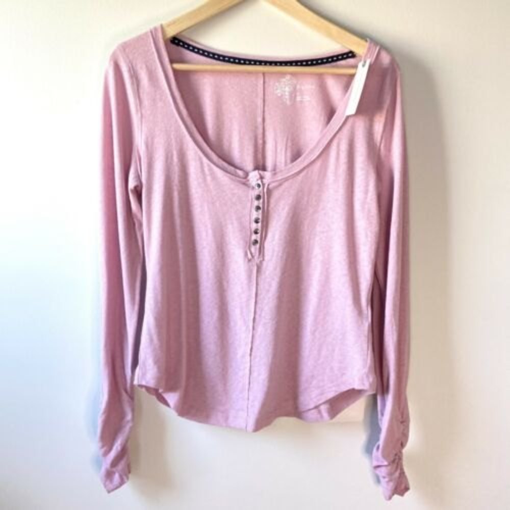 NWT Anthropologie Pilcro Women's Size S Long Sleeve Snap Button Shirt Top Rouche